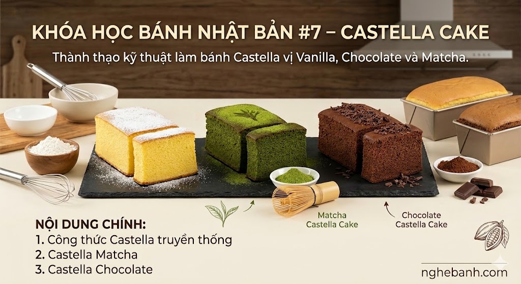 Khóa Học Bánh Nhật Bản #7 – Castella Cake