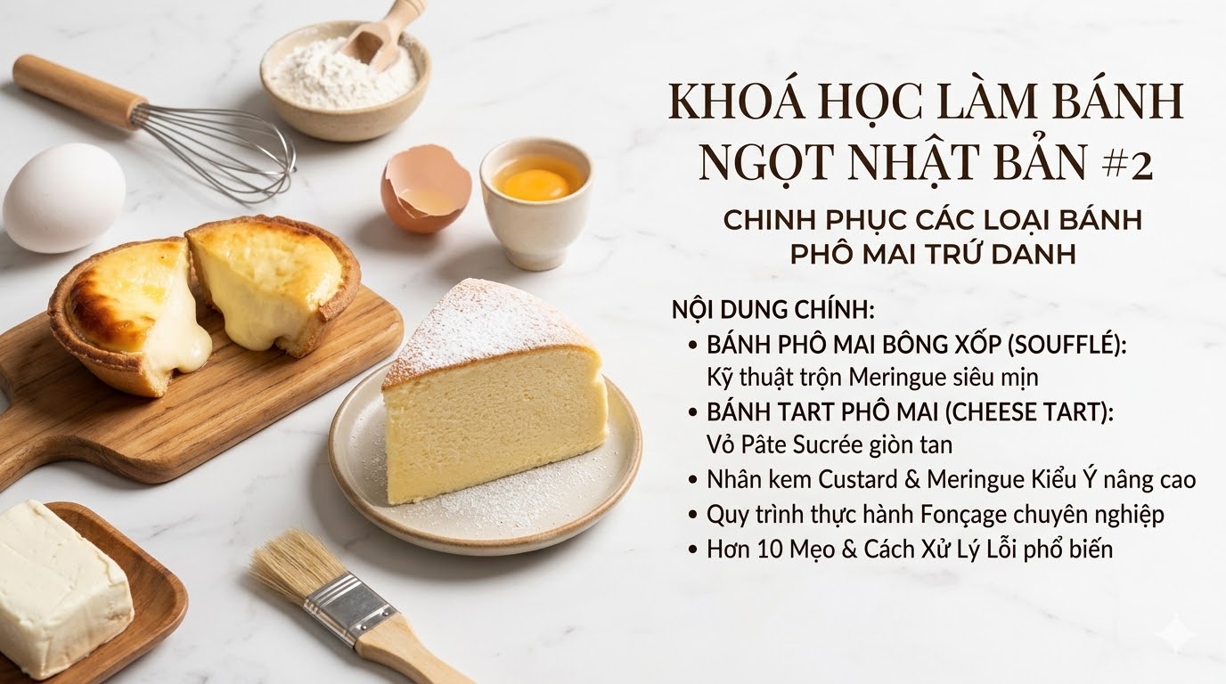 Khóa học làm bánh ngọt Nhật Bản #2 Bánh Japanese cotton cheesecake
