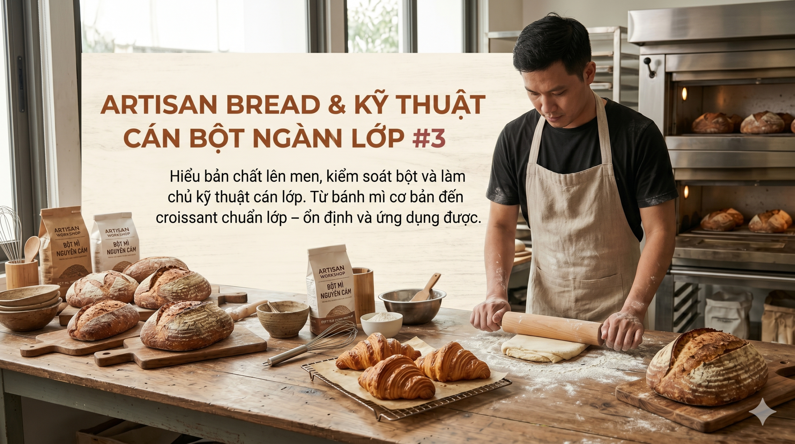 Khoá Pastry School #3: Artisan Bread & Kỹ Thuật Cán Bột Ngàn Lớp